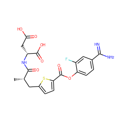 C[C@@H](Cc1ccc(C(=O)Oc2ccc(C(=N)N)cc2F)s1)C(=O)N[C@H](CC(=O)O)C(=O)O ZINC000144358012