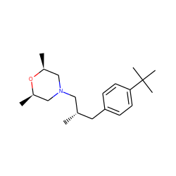 C[C@@H](Cc1ccc(C(C)(C)C)cc1)CN1C[C@H](C)O[C@H](C)C1 ZINC000012495255