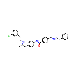 C[C@@H](Cc1ccc(NC(=O)c2ccc(CNCCc3ccccc3)cc2)cc1)NCCc1cccc(Cl)c1 ZINC000045337537