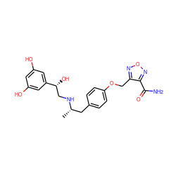 C[C@@H](Cc1ccc(OCc2nonc2C(N)=O)cc1)NC[C@@H](O)c1cc(O)cc(O)c1 ZINC000028711807