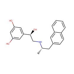 C[C@@H](Cc1ccc2ccccc2c1)NC[C@H](O)c1cc(O)cc(O)c1 ZINC000072110125