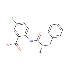 C[C@@H](Cc1ccccc1)C(=O)Nc1ccc(Cl)cc1C(=O)O ZINC000013677454