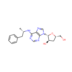 C[C@@H](Cc1ccccc1)Nc1ncnc2c1ncn2[C@@H]1O[C@H](CO)C[C@H]1O ZINC000001651350