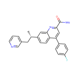 C[C@@H](Cc1cccnc1)c1ccc2c(-c3ccc(F)cc3)cc(C(N)=O)nc2c1 ZINC000221601328