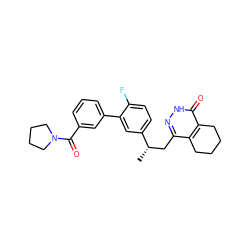 C[C@@H](Cc1n[nH]c(=O)c2c1CCCC2)c1ccc(F)c(-c2cccc(C(=O)N3CCCC3)c2)c1 ZINC000167920775