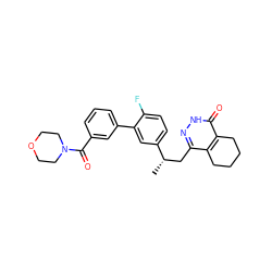 C[C@@H](Cc1n[nH]c(=O)c2c1CCCC2)c1ccc(F)c(-c2cccc(C(=O)N3CCOCC3)c2)c1 ZINC000143788790