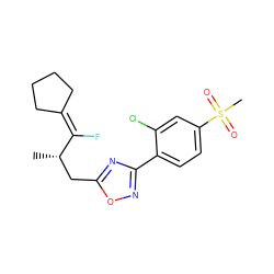 C[C@@H](Cc1nc(-c2ccc(S(C)(=O)=O)cc2Cl)no1)C(F)=C1CCCC1 ZINC000049808000