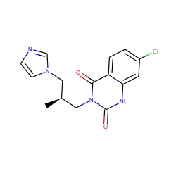 C[C@@H](Cn1ccnc1)Cn1c(=O)[nH]c2cc(Cl)ccc2c1=O ZINC000026381442