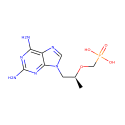 C[C@@H](Cn1cnc2c(N)nc(N)nc21)OCP(=O)(O)O ZINC000002047763