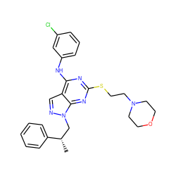 C[C@@H](Cn1ncc2c(Nc3cccc(Cl)c3)nc(SCCN3CCOCC3)nc21)c1ccccc1 ZINC000299872062