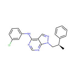 C[C@@H](Cn1ncc2c(Nc3cccc(Cl)c3)ncnc21)c1ccccc1 ZINC000071316460