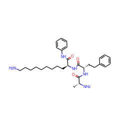 C[C@@H](N)C(=O)N[C@@H](CCc1ccccc1)C(=O)N[C@@H](CCCCCCCCCN)C(=O)Nc1ccccc1 ZINC000027435460