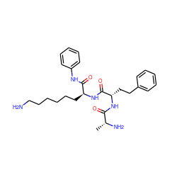 C[C@@H](N)C(=O)N[C@@H](CCc1ccccc1)C(=O)N[C@@H](CCCCCCN)C(=O)Nc1ccccc1 ZINC000027429771