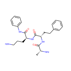 C[C@@H](N)C(=O)N[C@@H](CCc1ccccc1)C(=O)N[C@@H](CCCN)C(=O)Nc1ccccc1 ZINC000027428510