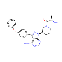 C[C@@H](N)C(=O)N1CCC[C@@H](n2nc(-c3ccc(Oc4ccccc4)cc3)c3c(N)ncnc32)C1 ZINC000653788976