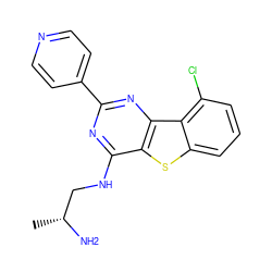 C[C@@H](N)CNc1nc(-c2ccncc2)nc2c1sc1cccc(Cl)c12 ZINC000223669311