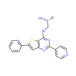 C[C@@H](N)CNc1nc(-c2ccncc2)nc2cc(-c3ccccc3)sc12 ZINC000223682008