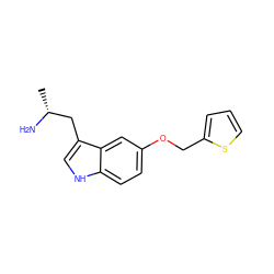 C[C@@H](N)Cc1c[nH]c2ccc(OCc3cccs3)cc12 ZINC000002379519