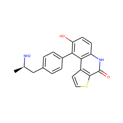 C[C@@H](N)Cc1ccc(-c2c(O)ccc3[nH]c(=O)c4sccc4c23)cc1 ZINC000150288007