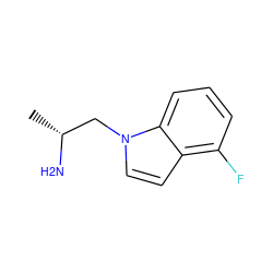 C[C@@H](N)Cn1ccc2c(F)cccc21 ZINC000013764793