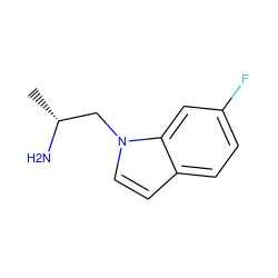 C[C@@H](N)Cn1ccc2ccc(F)cc21 ZINC000013764823