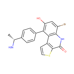 C[C@@H](N)c1ccc(-c2c(O)cc(Br)c3[nH]c(=O)c4sccc4c23)cc1 ZINC000149973807