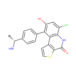 C[C@@H](N)c1ccc(-c2c(O)cc(Cl)c3[nH]c(=O)c4sccc4c23)cc1 ZINC000149785745