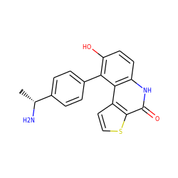 C[C@@H](N)c1ccc(-c2c(O)ccc3[nH]c(=O)c4sccc4c23)cc1 ZINC000149752483