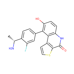 C[C@@H](N)c1ccc(-c2c(O)ccc3[nH]c(=O)c4sccc4c23)cc1F ZINC000165001630