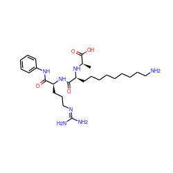 C[C@@H](N[C@@H](CCCCCCCCCN)C(=O)N[C@@H](CCCN=C(N)N)C(=O)Nc1ccccc1)C(=O)O ZINC000027627094