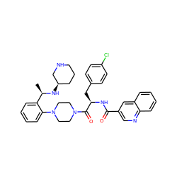 C[C@@H](N[C@@H]1CCCNC1)c1ccccc1N1CCN(C(=O)[C@@H](Cc2ccc(Cl)cc2)NC(=O)c2cnc3ccccc3c2)CC1 ZINC000028350626