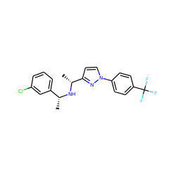 C[C@@H](N[C@H](C)c1ccn(-c2ccc(C(F)(F)F)cc2)n1)c1cccc(Cl)c1 ZINC000045254675