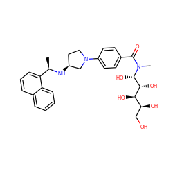 C[C@@H](N[C@H]1CCN(c2ccc(C(=O)N(C)[C@@H](O)[C@H](O)[C@H](O)[C@@H](O)CO)cc2)C1)c1cccc2ccccc12 ZINC001772625375