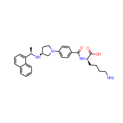 C[C@@H](N[C@H]1CCN(c2ccc(C(=O)N[C@H](CCCCN)C(=O)O)cc2)C1)c1cccc2ccccc12 ZINC001772594324