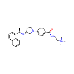 C[C@@H](N[C@H]1CCN(c2ccc(C(=O)NCC[N+](C)(C)C)cc2)C1)c1cccc2ccccc12 ZINC001772616617