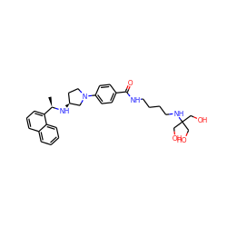 C[C@@H](N[C@H]1CCN(c2ccc(C(=O)NCCCCNC(CO)(CO)CO)cc2)C1)c1cccc2ccccc12 ZINC001772627889