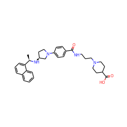 C[C@@H](N[C@H]1CCN(c2ccc(C(=O)NCCCN3CCC(C(=O)O)CC3)cc2)C1)c1cccc2ccccc12 ZINC001772572772