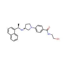 C[C@@H](N[C@H]1CCN(c2ccc(C(=O)NCCO)cc2)C1)c1cccc2ccccc12 ZINC000118895835