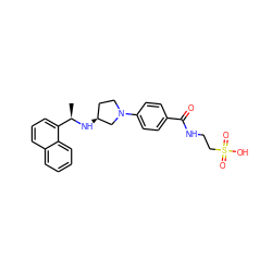 C[C@@H](N[C@H]1CCN(c2ccc(C(=O)NCCS(=O)(=O)O)cc2)C1)c1cccc2ccccc12 ZINC001772624877