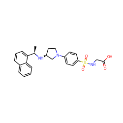 C[C@@H](N[C@H]1CCN(c2ccc(S(=O)(=O)NCC(=O)O)cc2)C1)c1cccc2ccccc12 ZINC001772612671