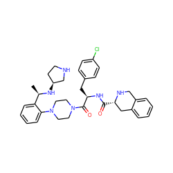 C[C@@H](N[C@H]1CCNC1)c1ccccc1N1CCN(C(=O)[C@@H](Cc2ccc(Cl)cc2)NC(=O)[C@H]2Cc3ccccc3CN2)CC1 ZINC000028372968