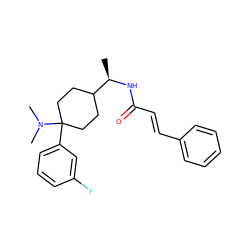 C[C@@H](NC(=O)/C=C/c1ccccc1)C1CCC(c2cccc(F)c2)(N(C)C)CC1 ZINC001772578693