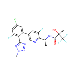 C[C@@H](NC(=O)[C@@](C)(O)C(F)(F)F)c1ncc(-c2cc(Cl)cc(F)c2-c2nnn(C)n2)cc1F ZINC000029128471