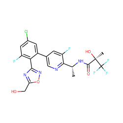 C[C@@H](NC(=O)[C@@](C)(O)C(F)(F)F)c1ncc(-c2cc(Cl)cc(F)c2-c2noc(CO)n2)cc1F ZINC000040424824