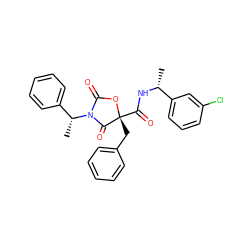 C[C@@H](NC(=O)[C@@]1(Cc2ccccc2)OC(=O)N([C@H](C)c2ccccc2)C1=O)c1cccc(Cl)c1 ZINC000096273488