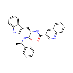 C[C@@H](NC(=O)[C@@H](Cc1c[nH]c2ccccc12)NC(=O)c1cnc2ccccc2c1)c1ccccc1 ZINC000013447103