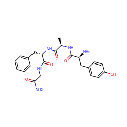 C[C@@H](NC(=O)[C@@H](N)Cc1ccc(O)cc1)C(=O)N[C@@H](Cc1ccccc1)C(=O)NCC(N)=O ZINC000027863887