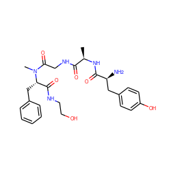 C[C@@H](NC(=O)[C@@H](N)Cc1ccc(O)cc1)C(=O)NCC(=O)N(C)[C@@H](Cc1ccccc1)C(=O)NCCO ZINC000053092426