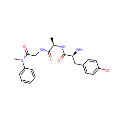 C[C@@H](NC(=O)[C@@H](N)Cc1ccc(O)cc1)C(=O)NCC(=O)N(C)c1ccccc1 ZINC000045318918