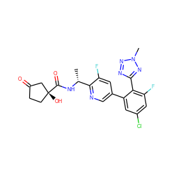 C[C@@H](NC(=O)[C@]1(O)CCC(=O)C1)c1ncc(-c2cc(Cl)cc(F)c2-c2nnn(C)n2)cc1F ZINC000040940010